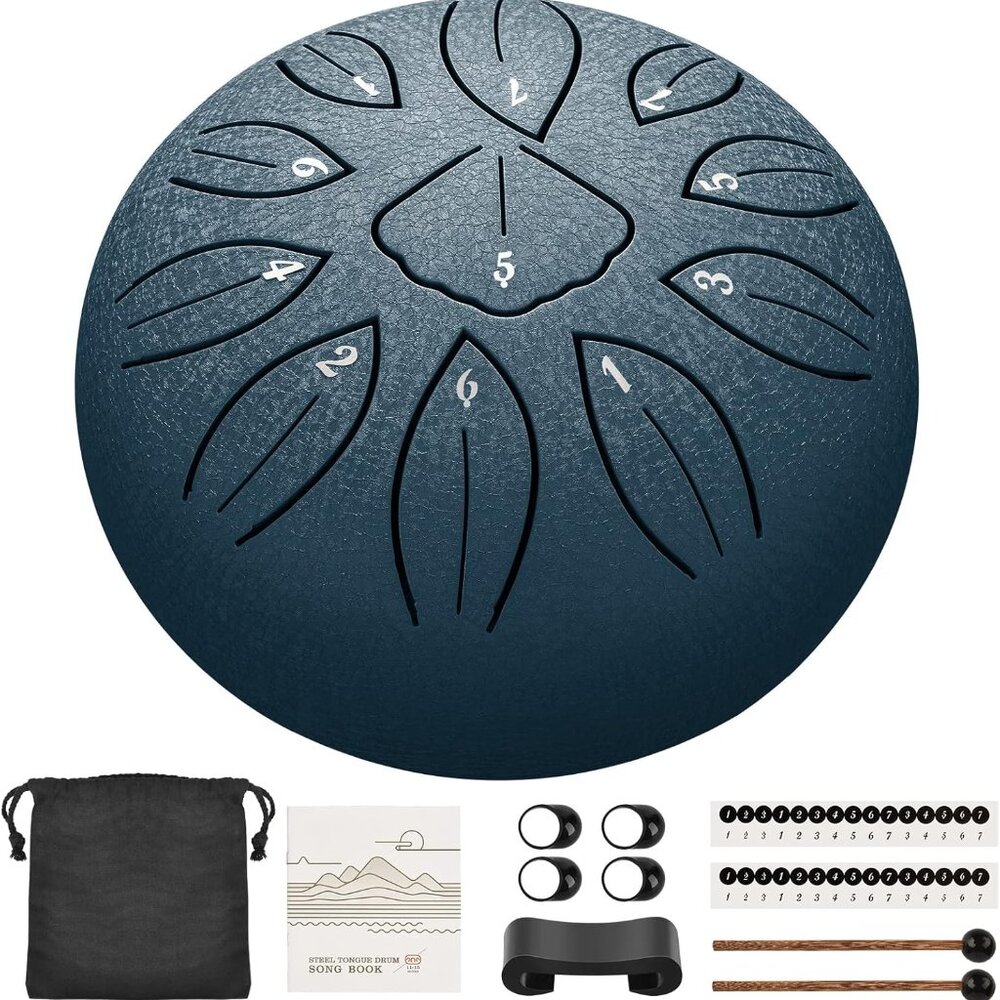 Steel Tongue Drum | Easy to Play | Relaxation & Stress Relief(6 in 11 note navy)